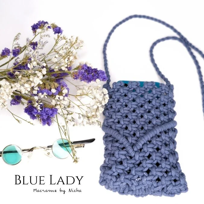 BLUE LADY - MACRAME BAG - กระเป๋ามาคราเม่สีฟ้า - กระเป๋าทำมือ - Image 5